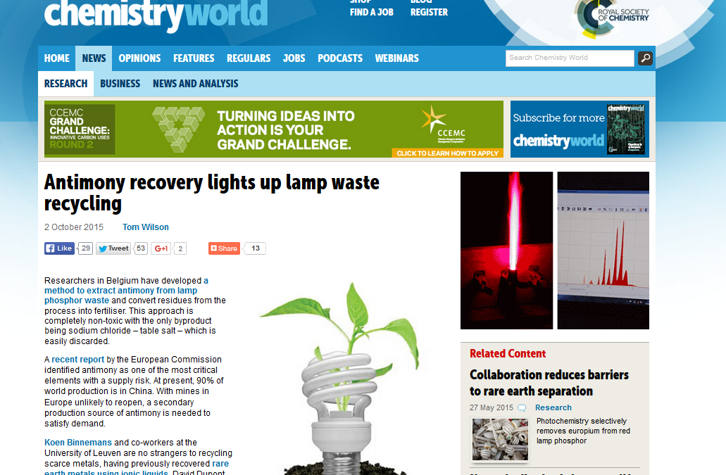 Antimony recovery lights up lamp waste recycling (Chemistry World)